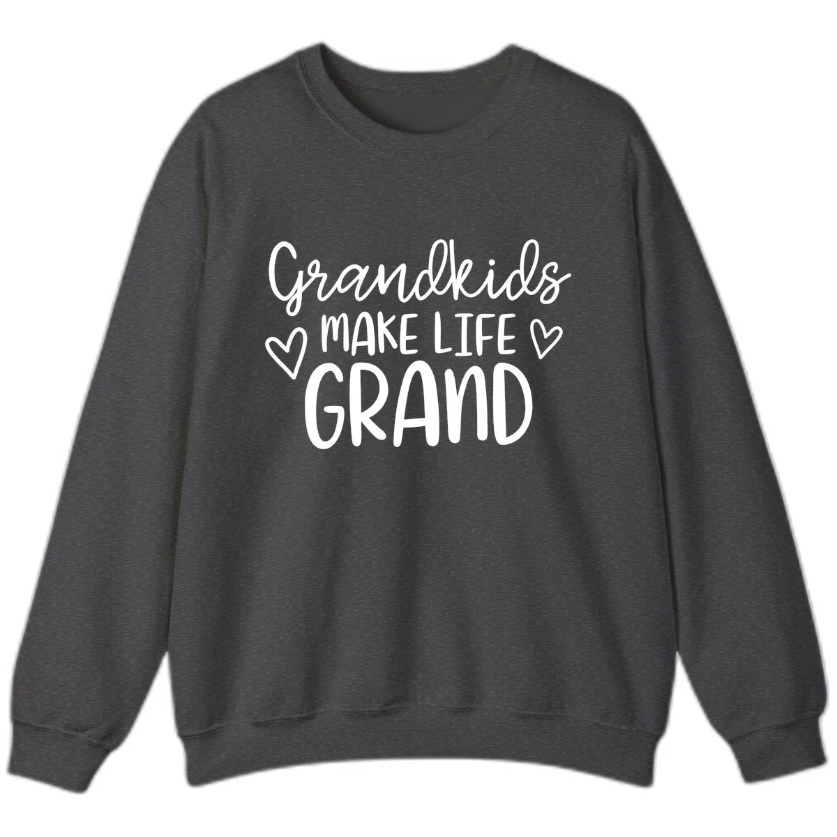 Grandkids Make Life Grand Typography Sweatshirt in Dark Heather
