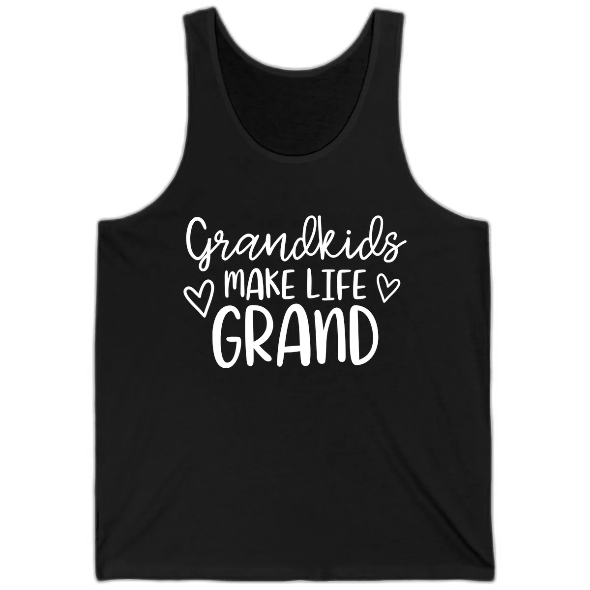Grandkids Make Life Grand Typography Tank in Black