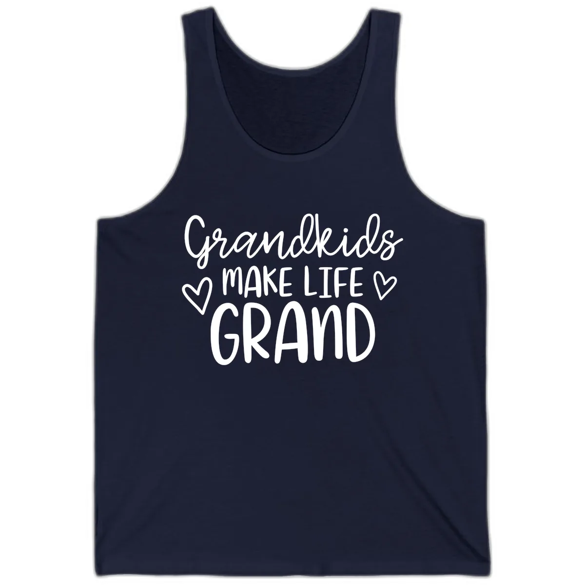 Grandkids Make Life Grand Typography Tank in Navy