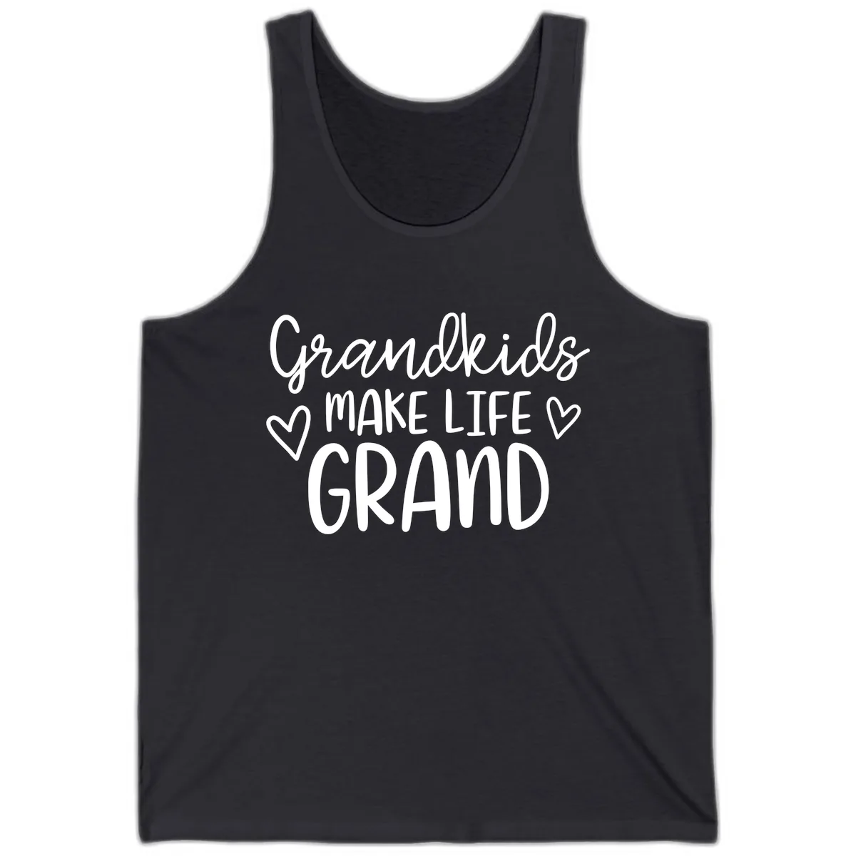Grandkids Make Life Grand Typography Tank in Dark Grey