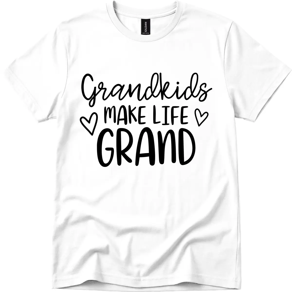 Grandkids Make Life Grand Typography T-Shirt in White
