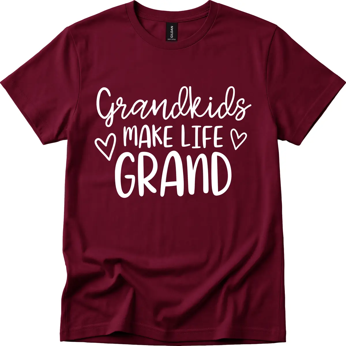 Grandkids Make Life Grand Typography T-Shirt in Maroon