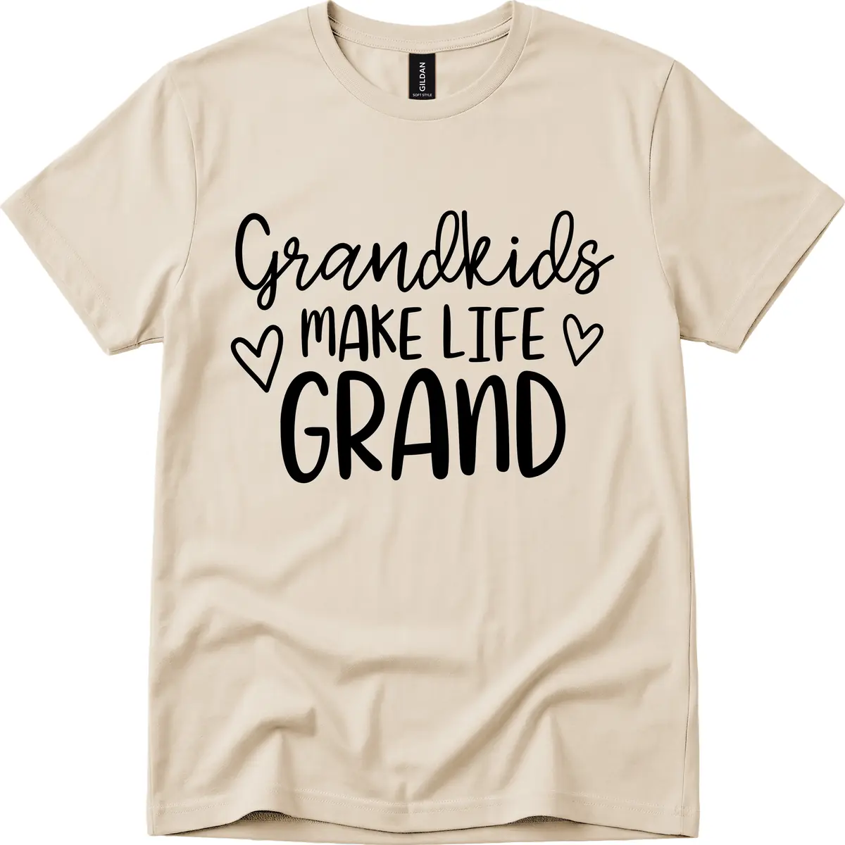 Grandkids Make Life Grand Typography T-Shirt in Sand