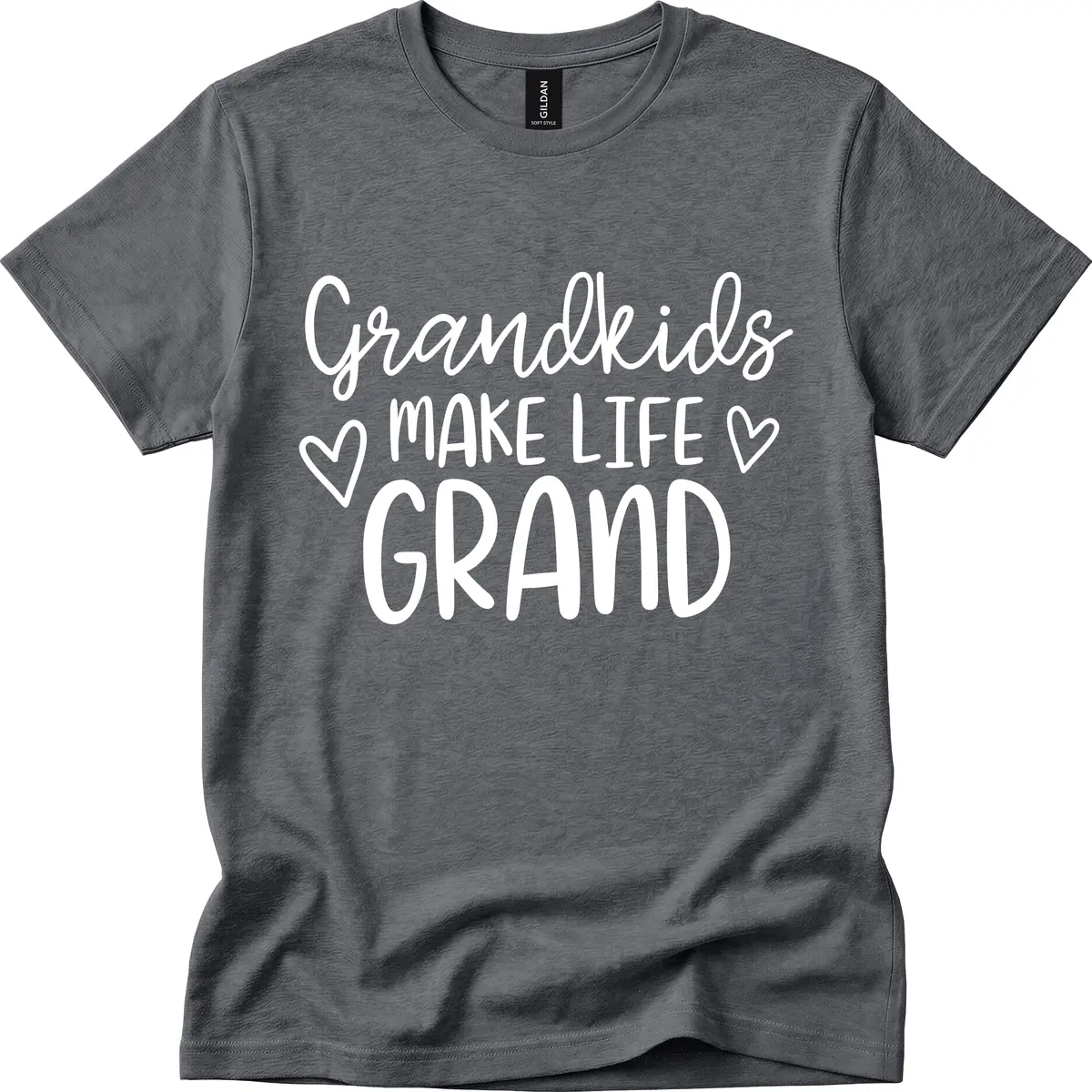 Grandkids Make Life Grand Typography T-Shirt in Dark Heather