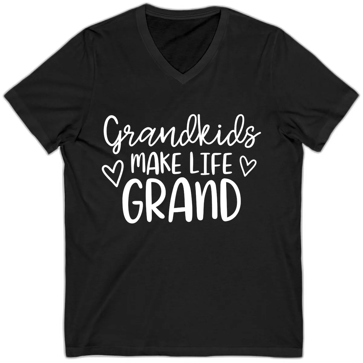 Grandkids Make Life Grand Typography V-Neck in Black