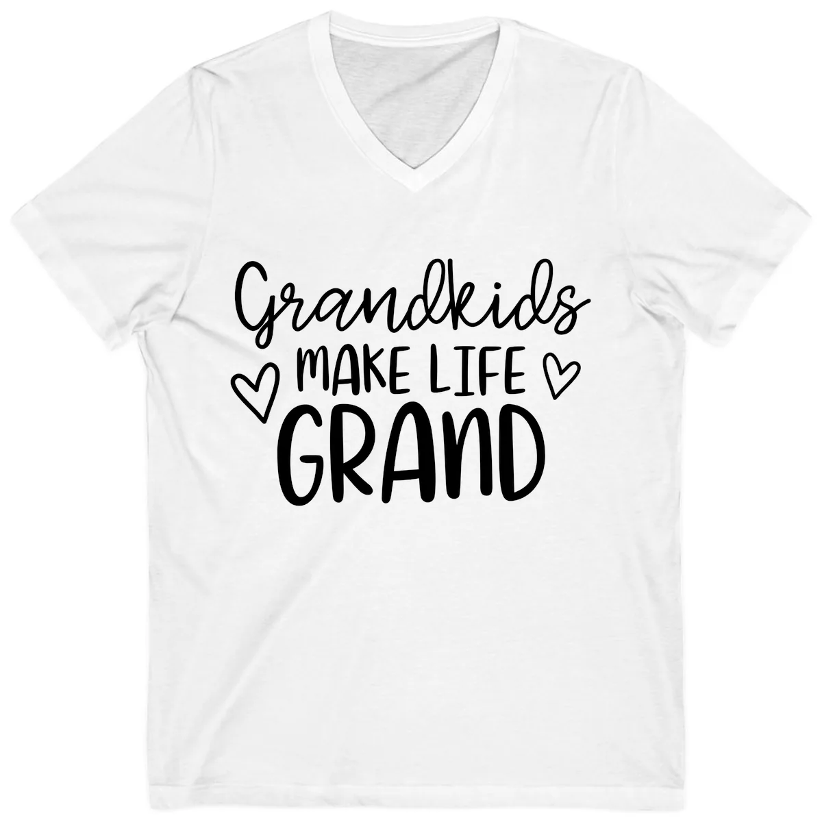 Grandkids Make Life Grand Typography V-Neck in White