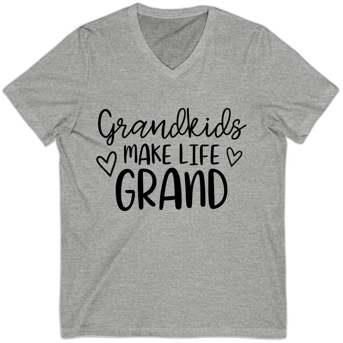 Grandkids Make Life Grand Typography V-Neck in Athletic Heather