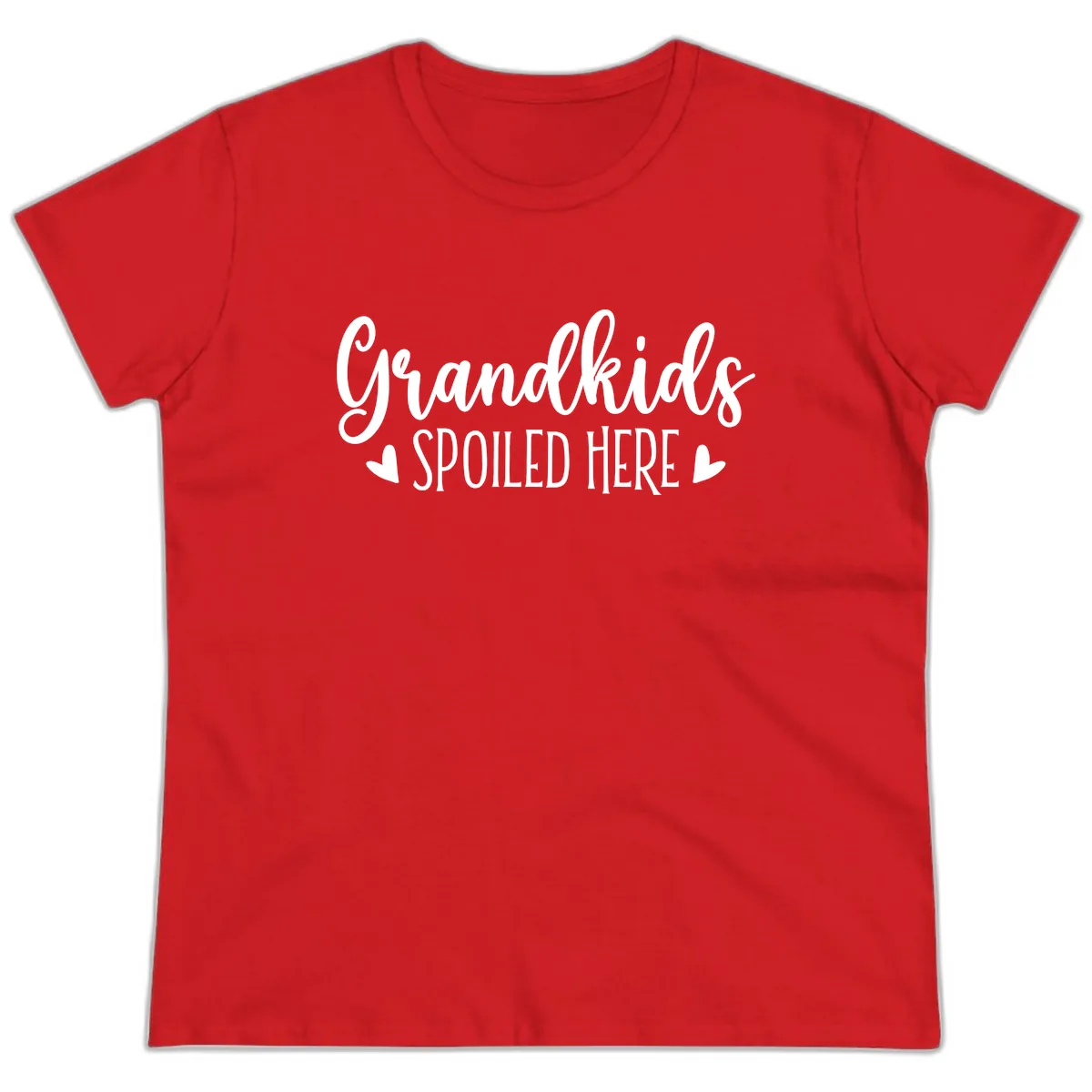 Grandkids Spoiled Here Ladies Tee in Red