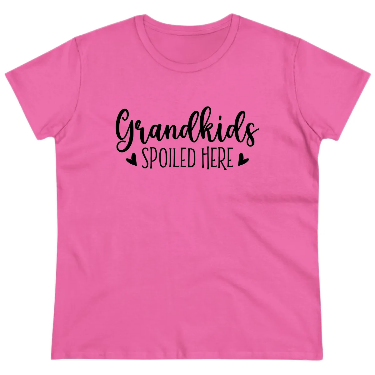 Grandkids Spoiled Here Ladies Tee in Azalea