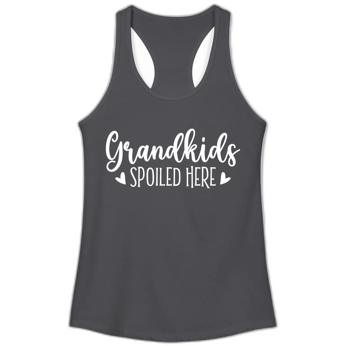 Grandkids Spoiled Here Ladies Tank in Solid Dark Gray