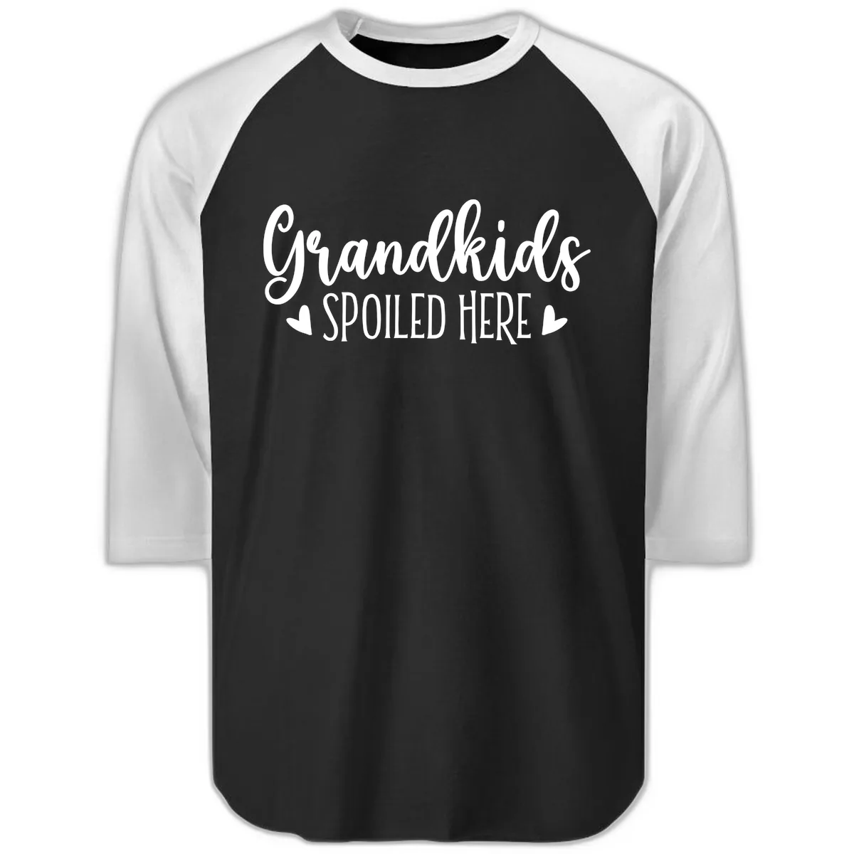 Grandkids Spoiled Here Raglan 3/4 in Black White