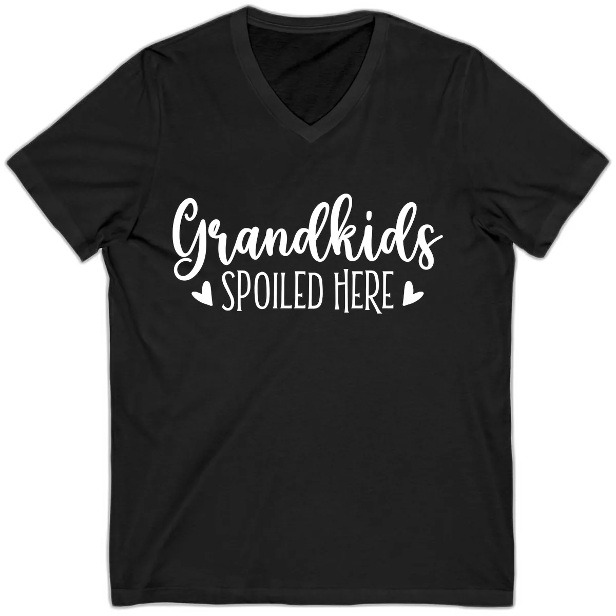 Grandkids Spoiled Here V-Neck in Black