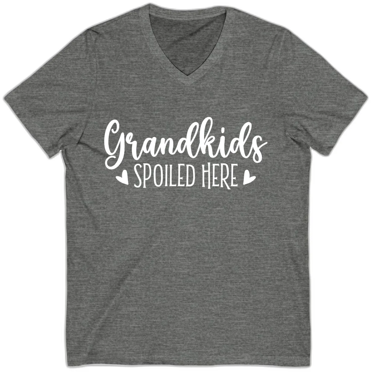 Grandkids Spoiled Here V-Neck in Deep Heather