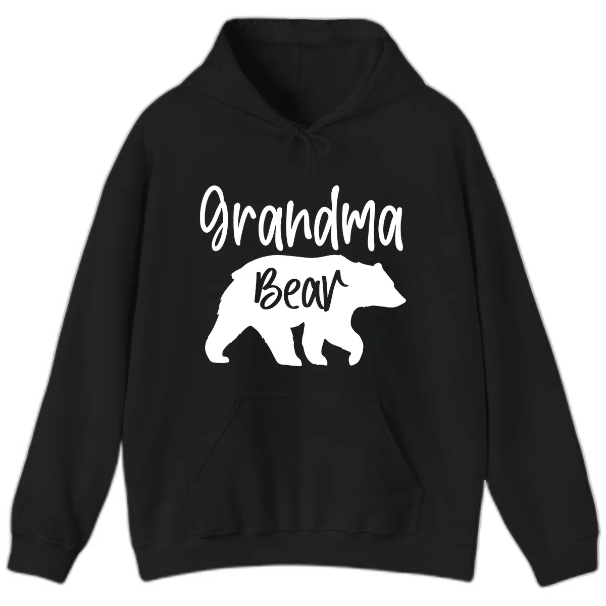 Grandma Bear Graphic Tee Hoodie in Black
