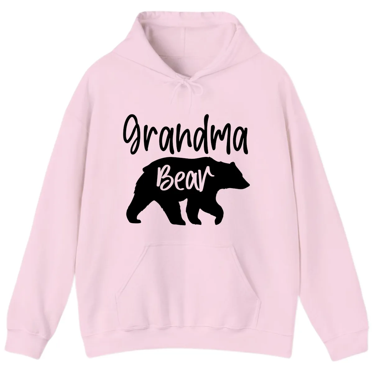 Grandma Bear Graphic Tee Hoodie in Light Pink