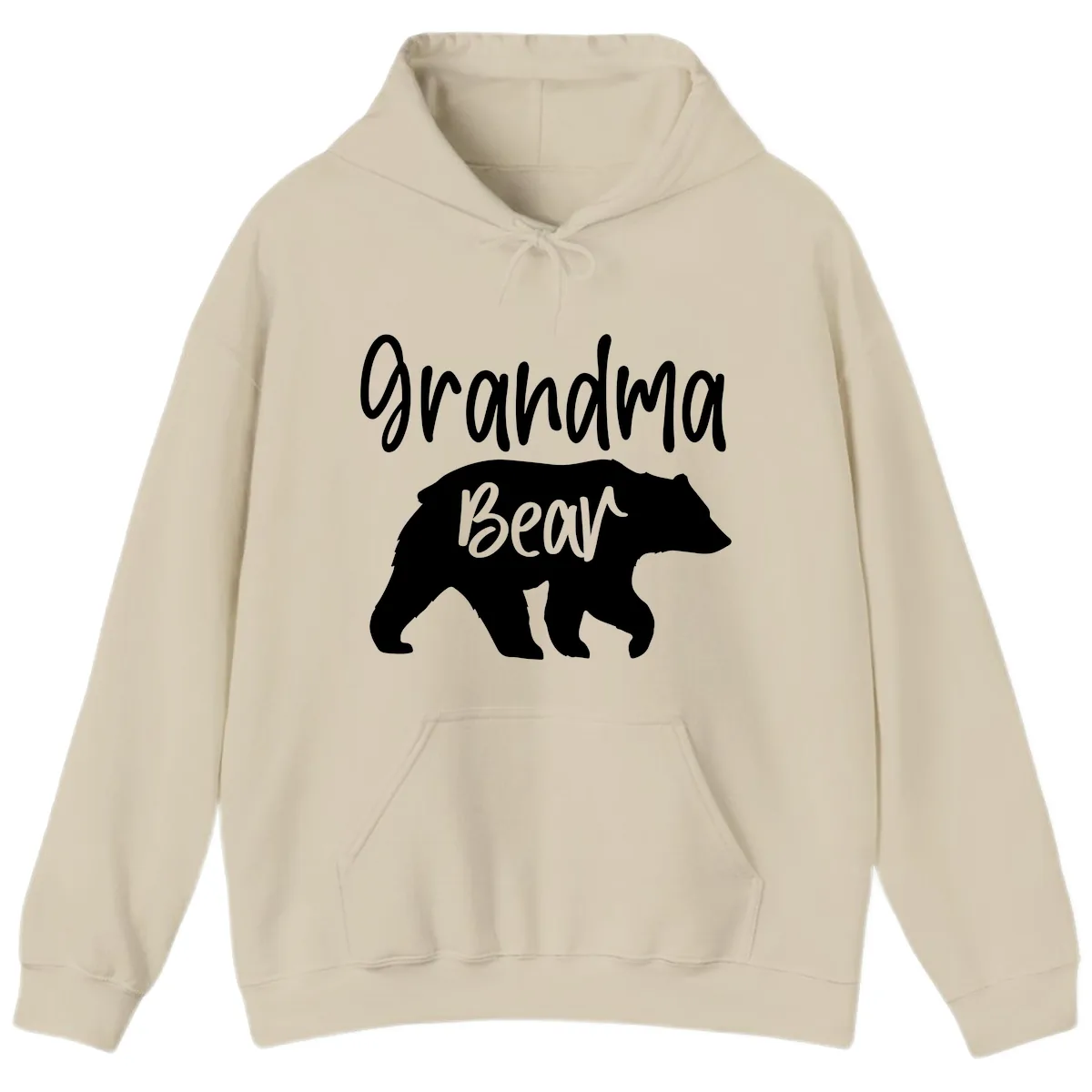 Grandma Bear Graphic Tee Hoodie in Sand