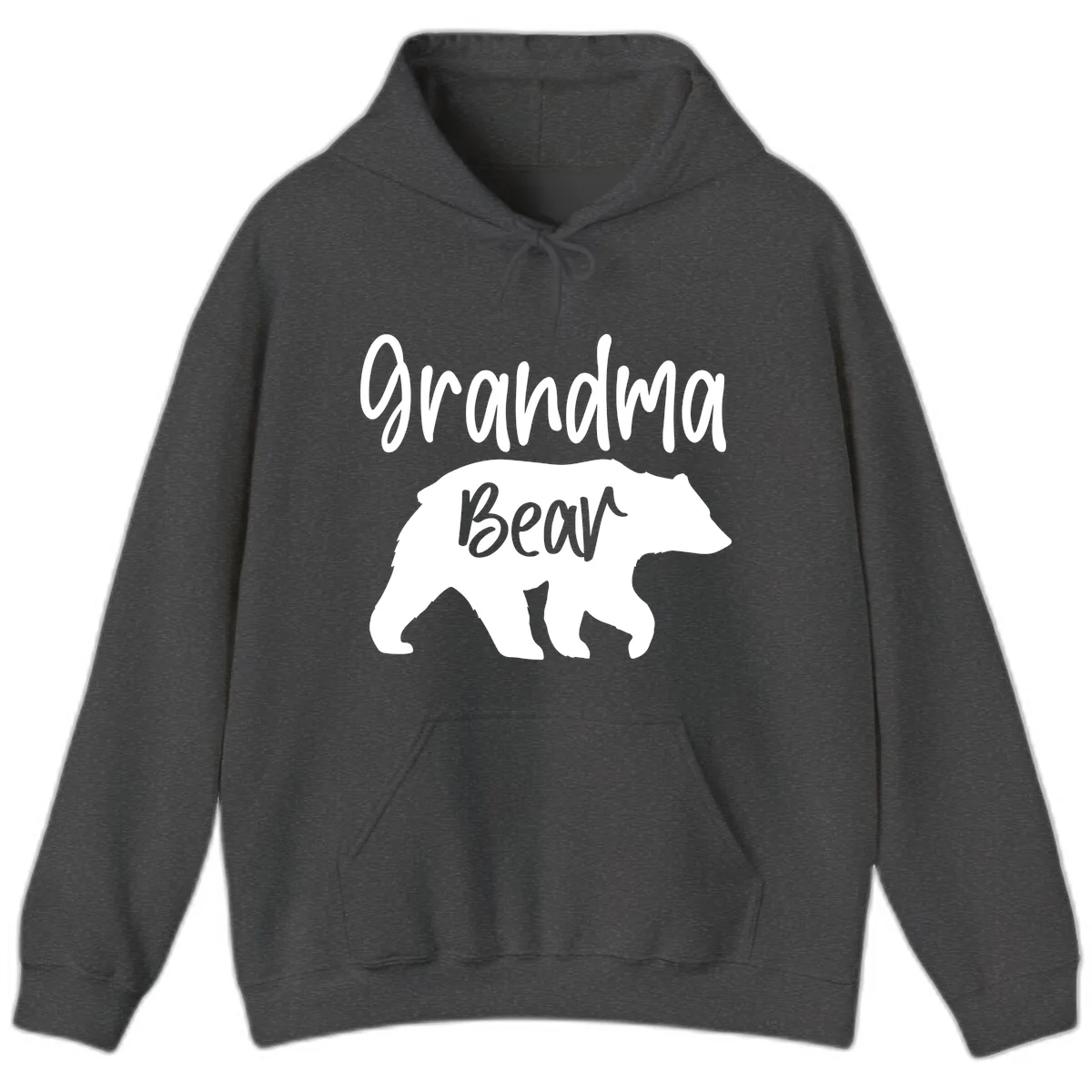 Grandma Bear Graphic Tee Hoodie in Dark Heather