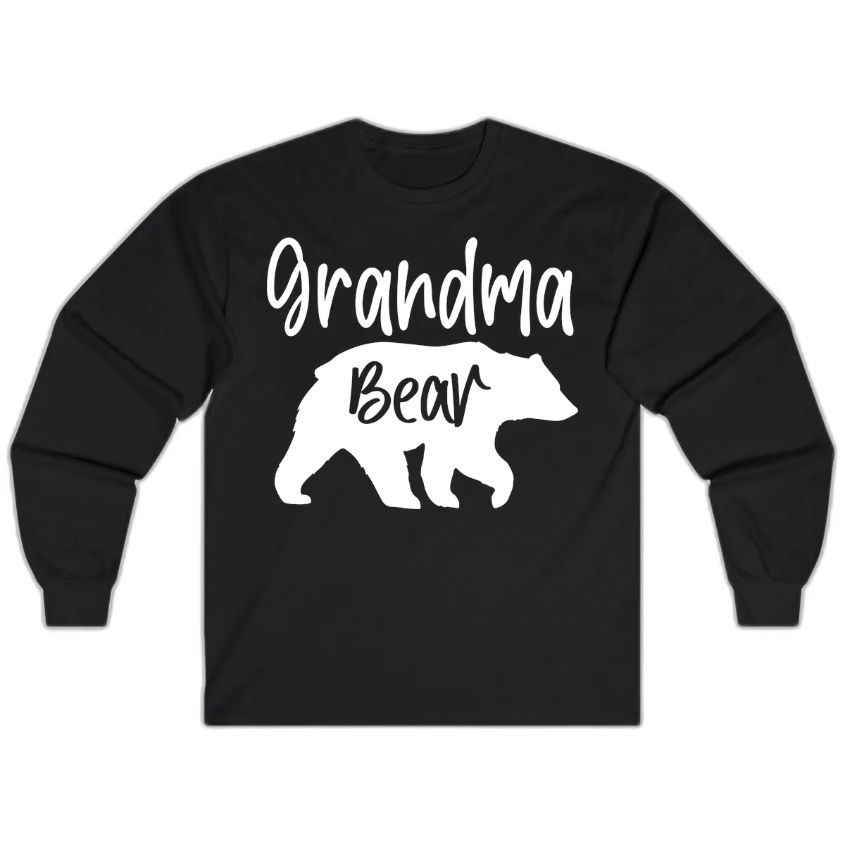 Grandma Bear Graphic Tee Long Sleeve in Black