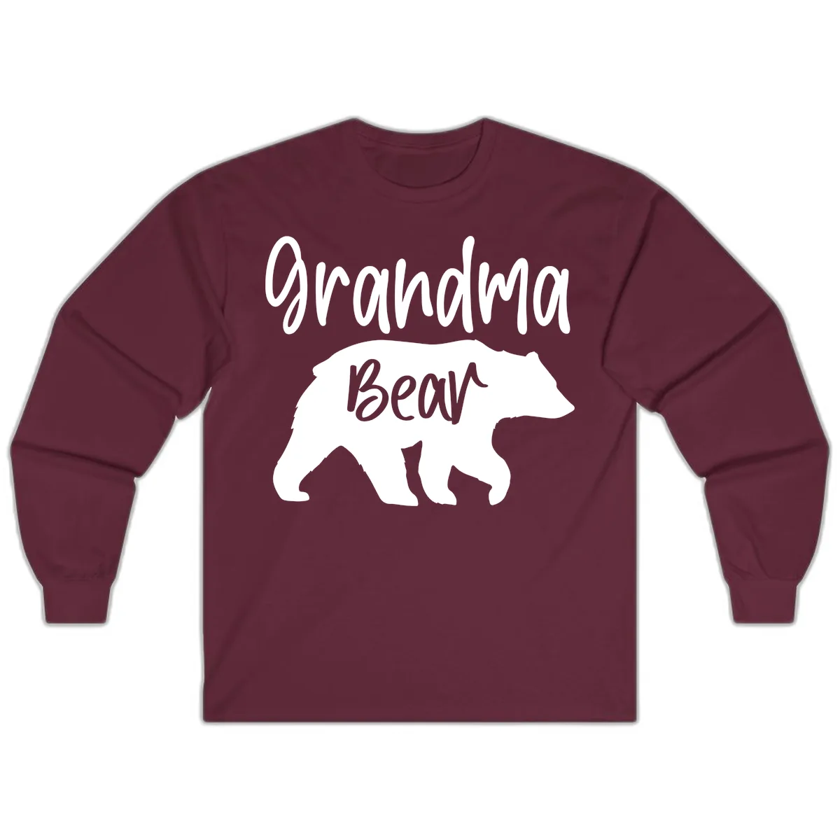 Grandma Bear Graphic Tee Long Sleeve in Maroon