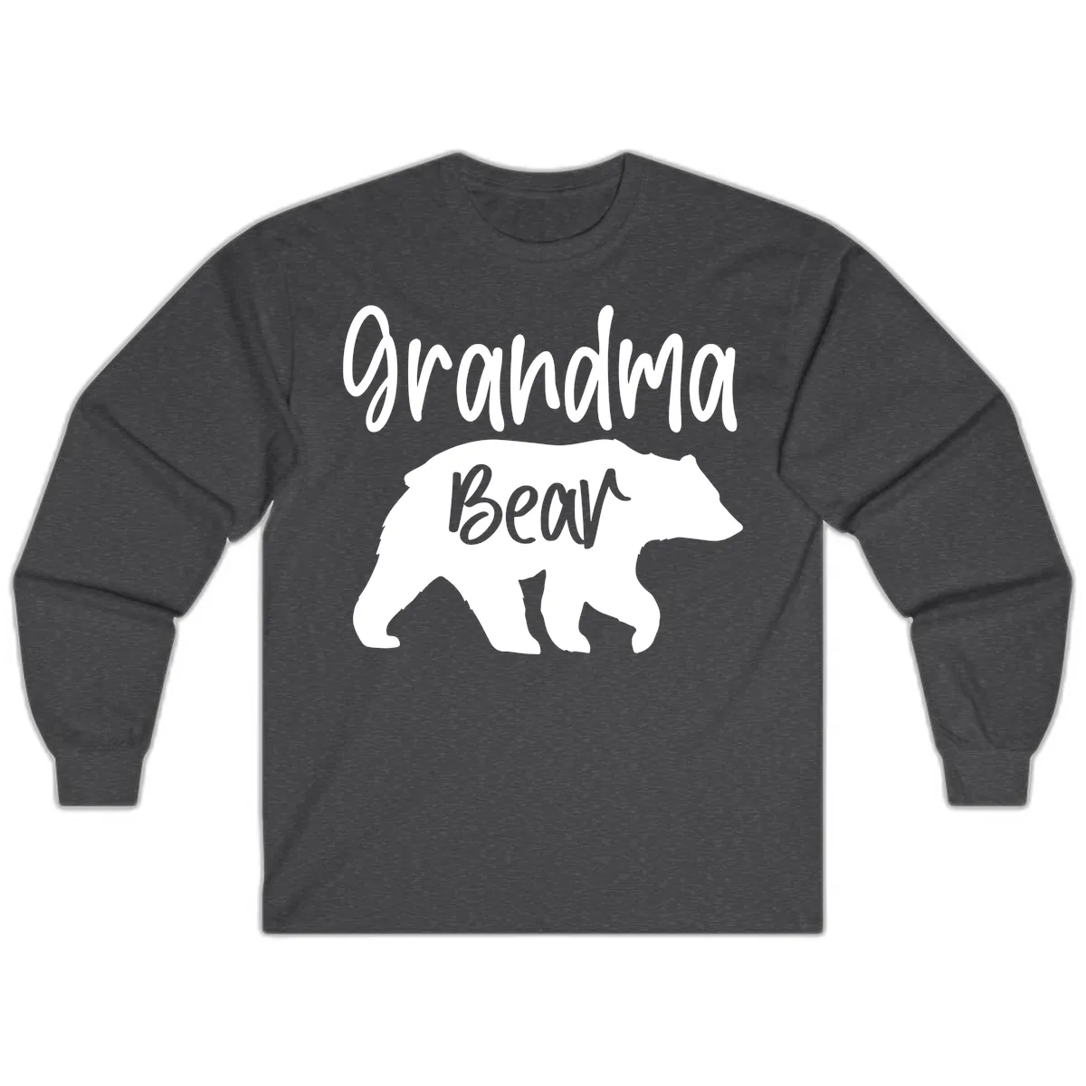 Grandma Bear Graphic Tee Long Sleeve in Dark Heather