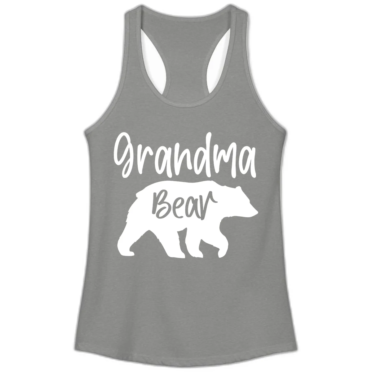 Grandma Bear Graphic Tee Ladies Tank in Heather Grey