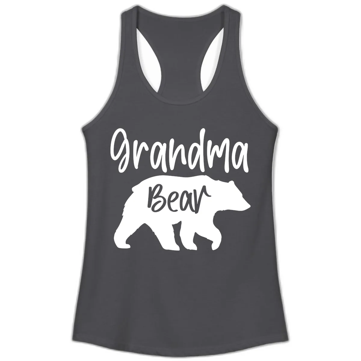 Grandma Bear Graphic Tee Ladies Tank in Solid Dark Gray