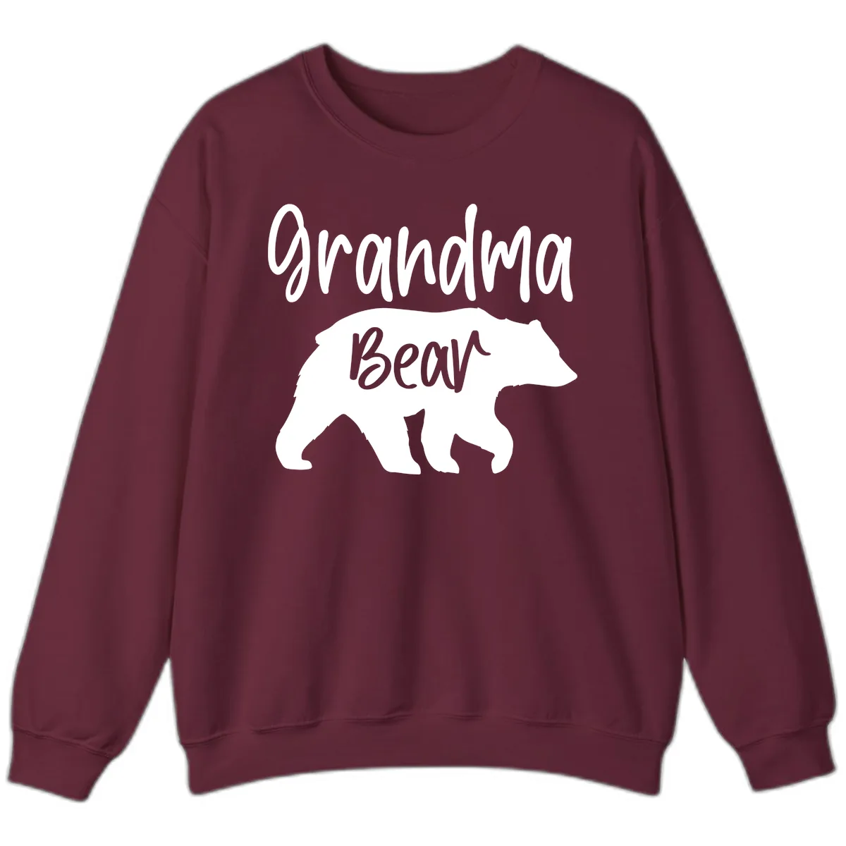 Grandma Bear Graphic Tee Sweatshirt in Maroon