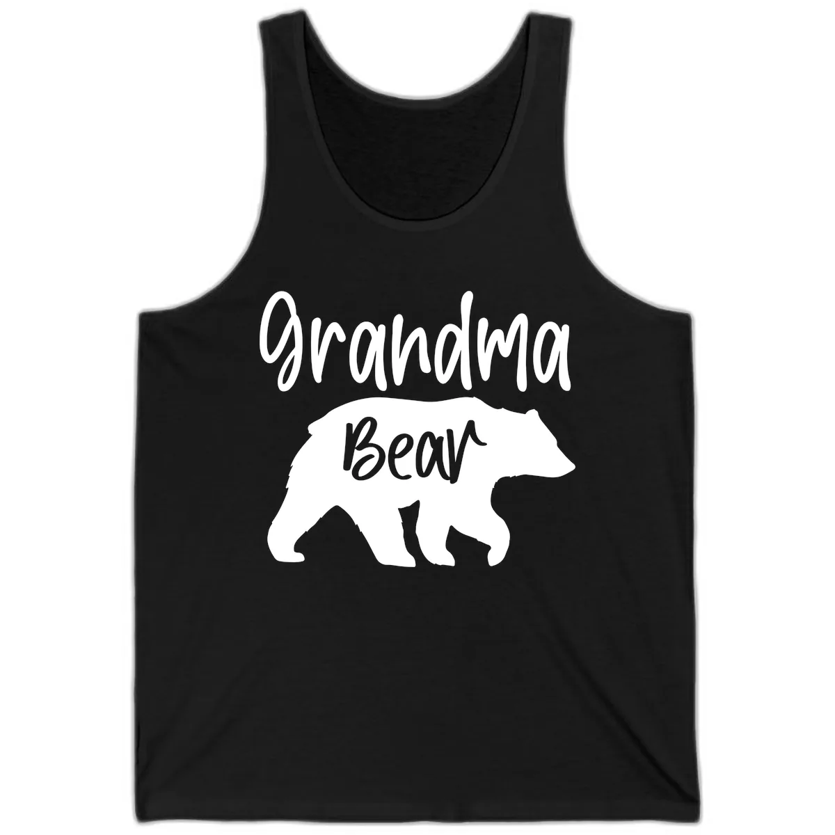 Grandma Bear Graphic Tee Tank in Black