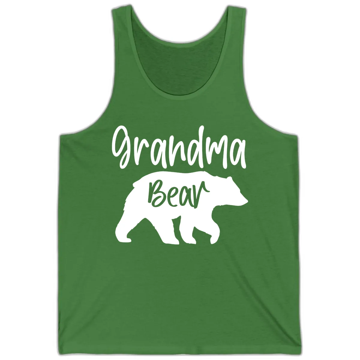 Grandma Bear Graphic Tee Tank in Leaf