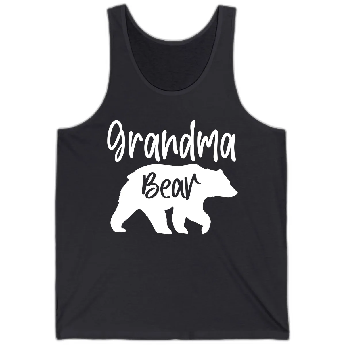 Grandma Bear Graphic Tee Tank in Dark Grey