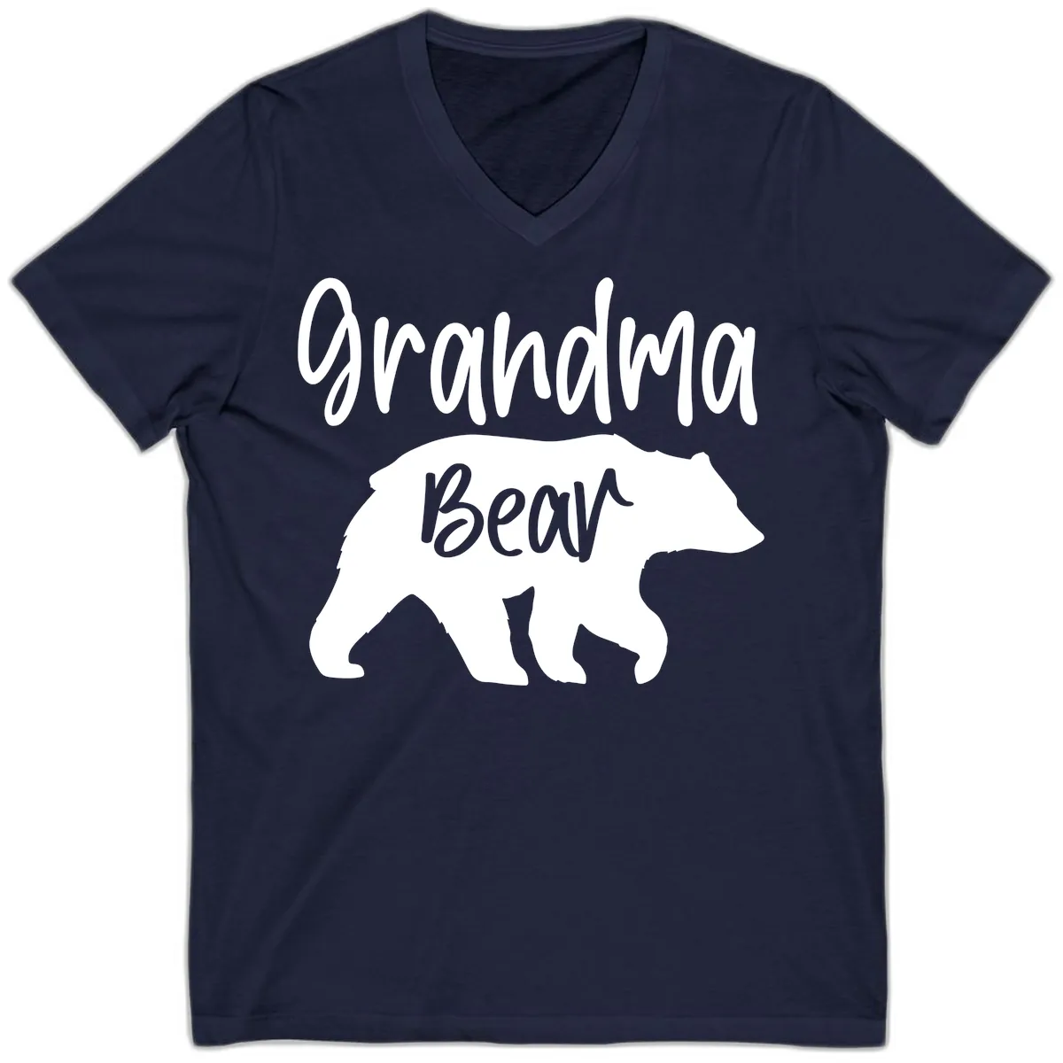 Grandma Bear Graphic Tee V-Neck in Navy