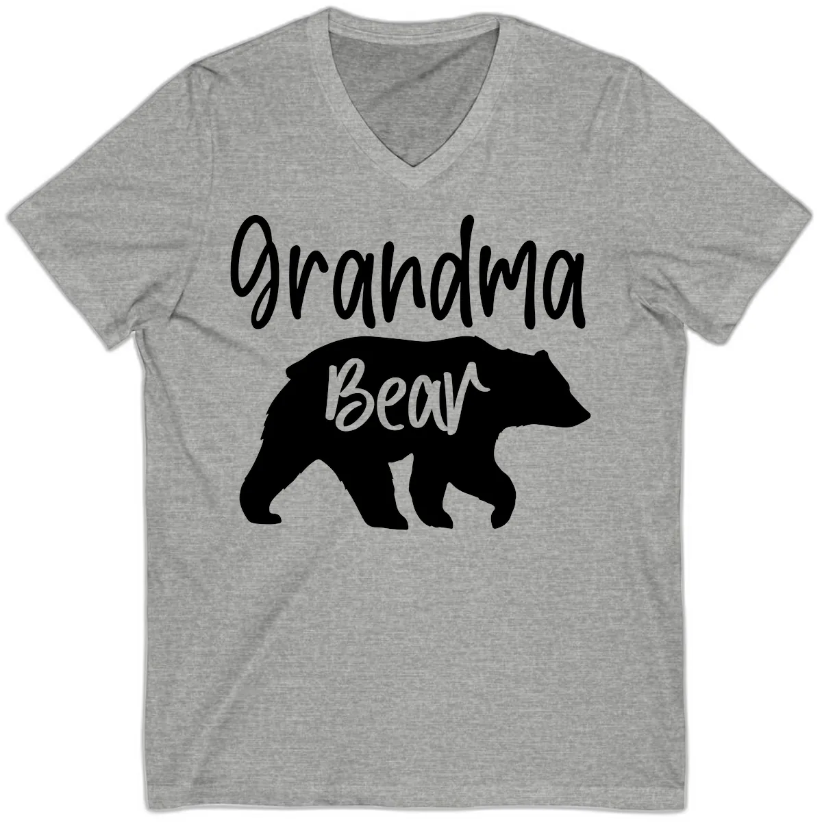 Grandma Bear Graphic Tee V-Neck in Athletic Heather