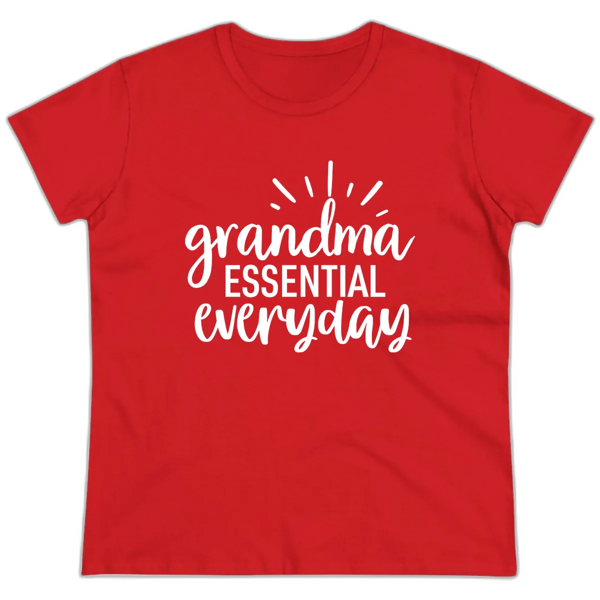 Grandma Essential Everyday Typography Ladies Tee in Red