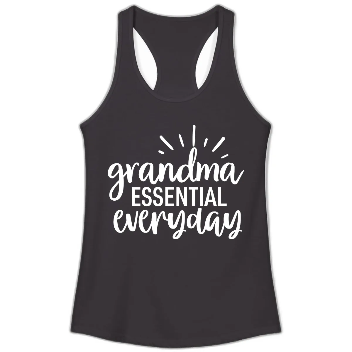 Grandma Essential Everyday Typography Ladies Tank in Black