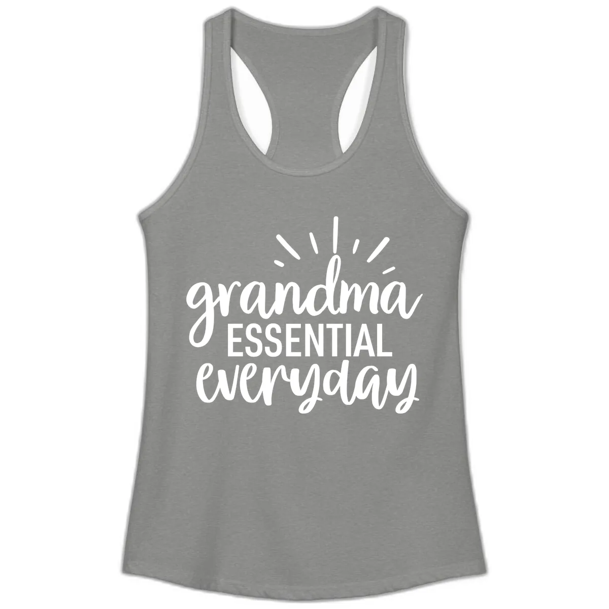Grandma Essential Everyday Typography Ladies Tank in Heather Grey