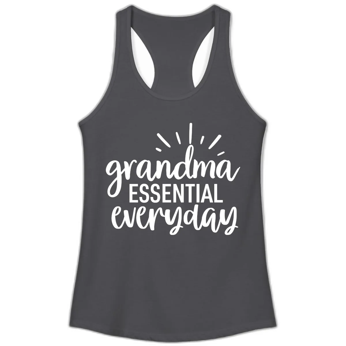 Grandma Essential Everyday Typography Ladies Tank in Solid Dark Gray