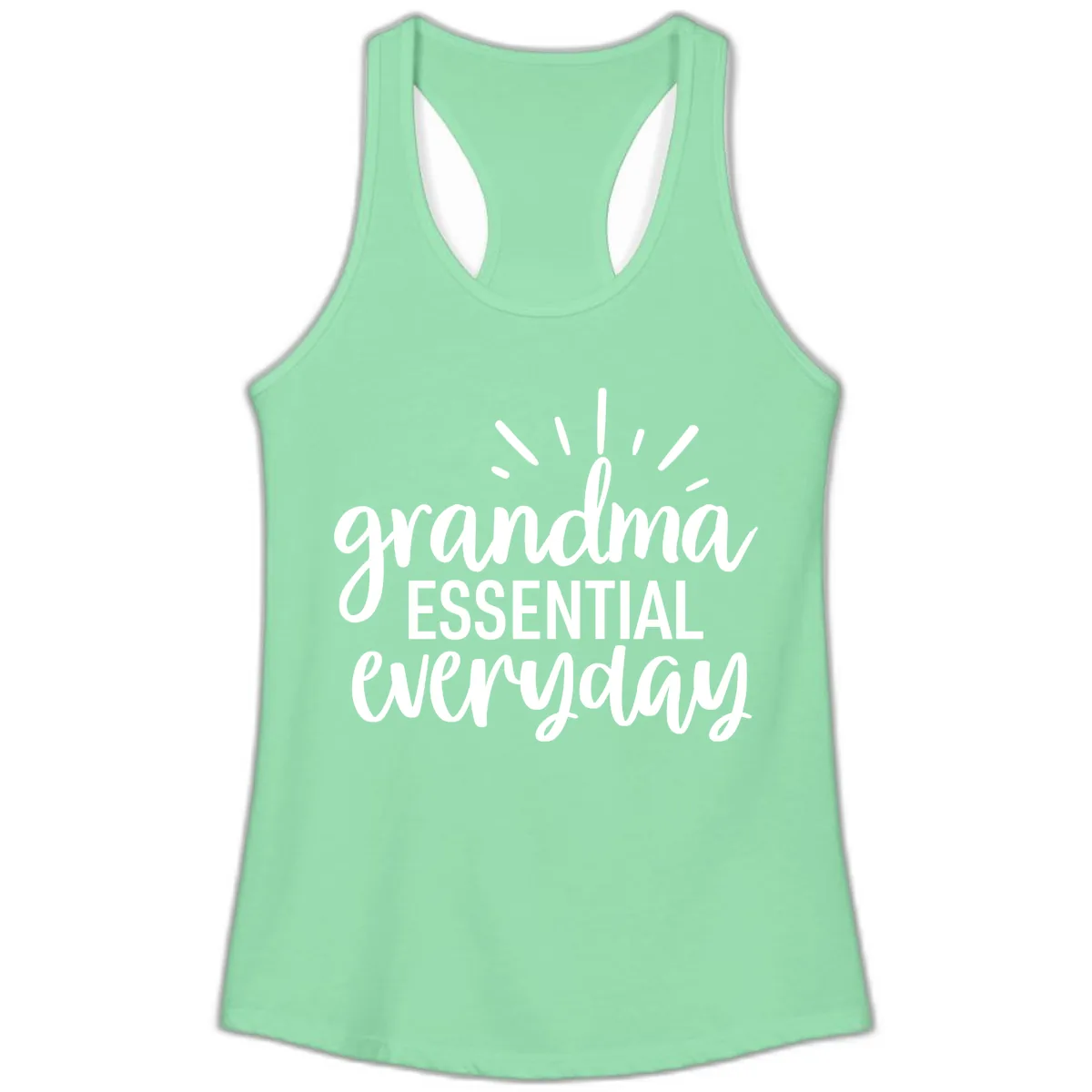 Grandma Essential Everyday Typography Ladies Tank in Solid Mint