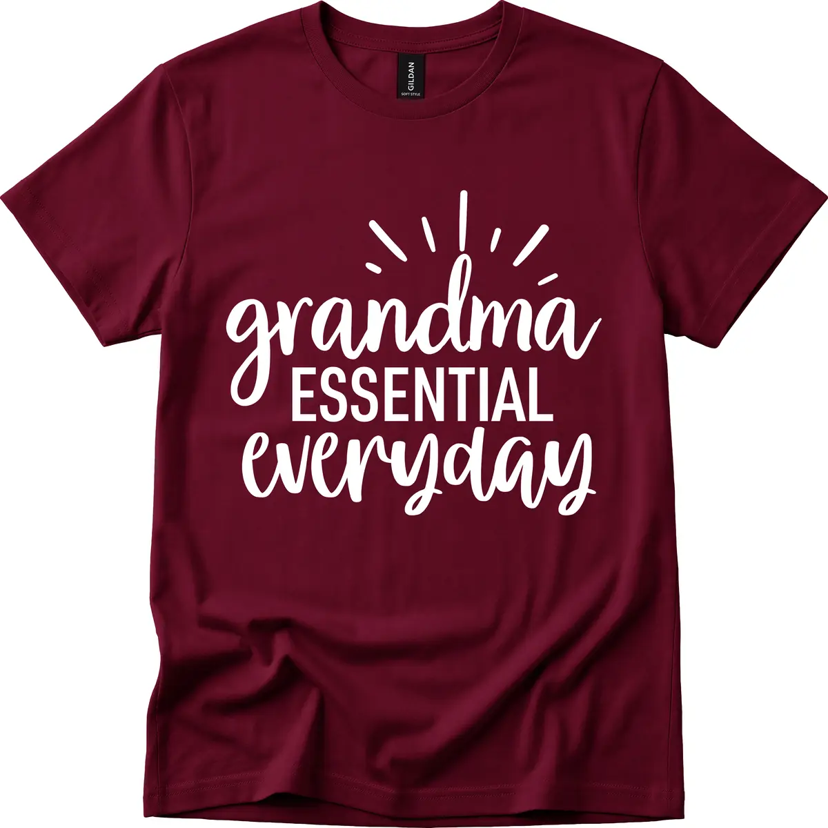 Grandma Essential Everyday Typography T-Shirt in Maroon