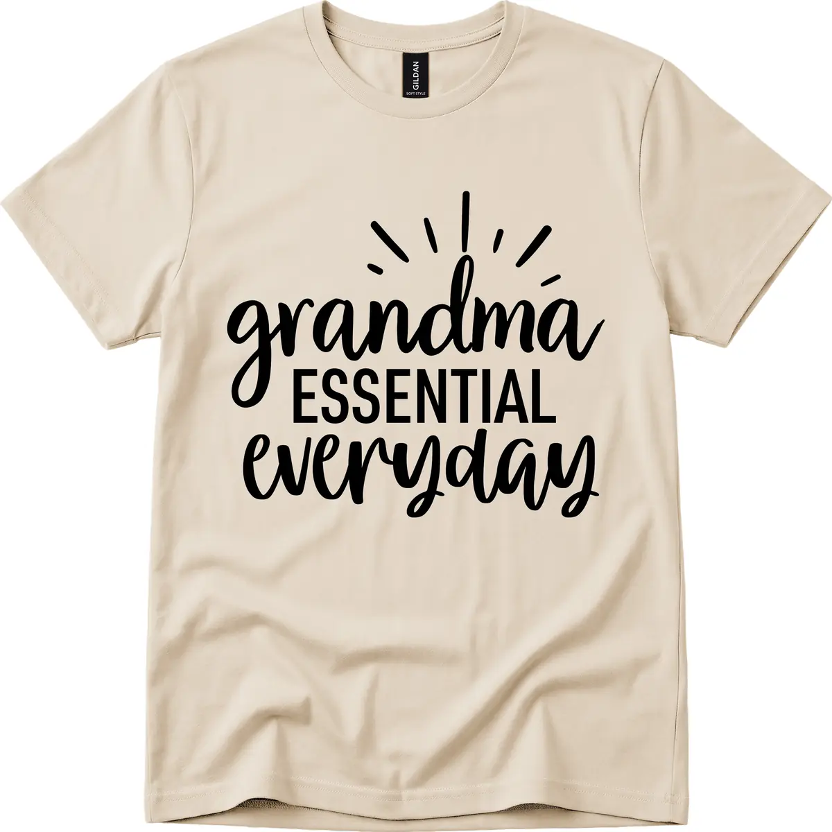 Grandma Essential Everyday Typography T-Shirt in Sand