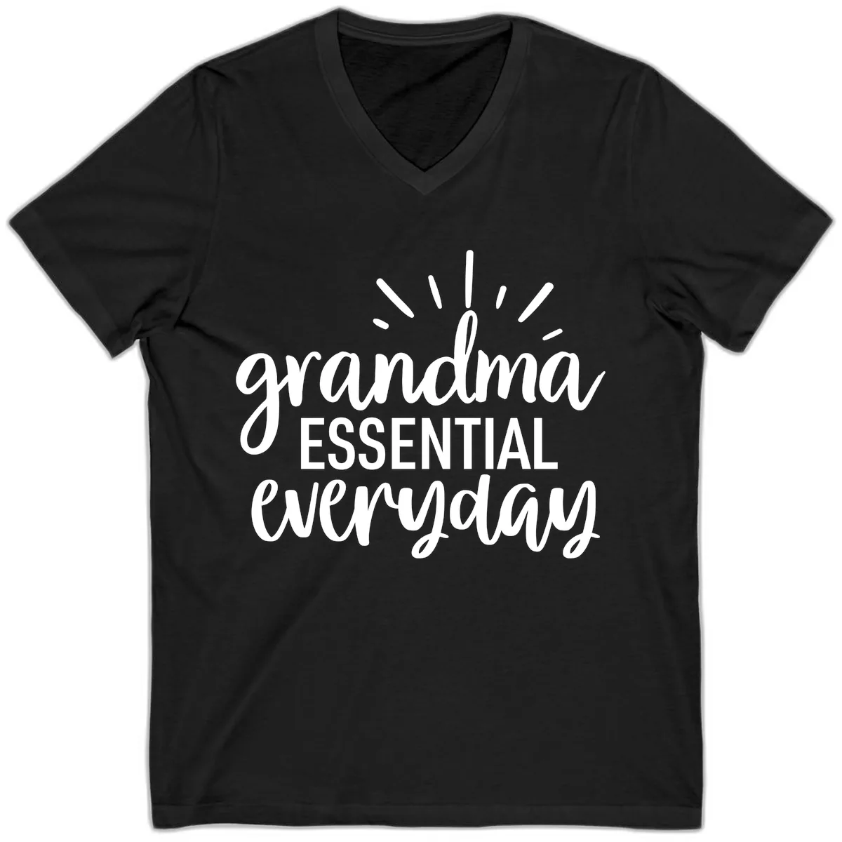 Grandma Essential Everyday Typography V-Neck in Black