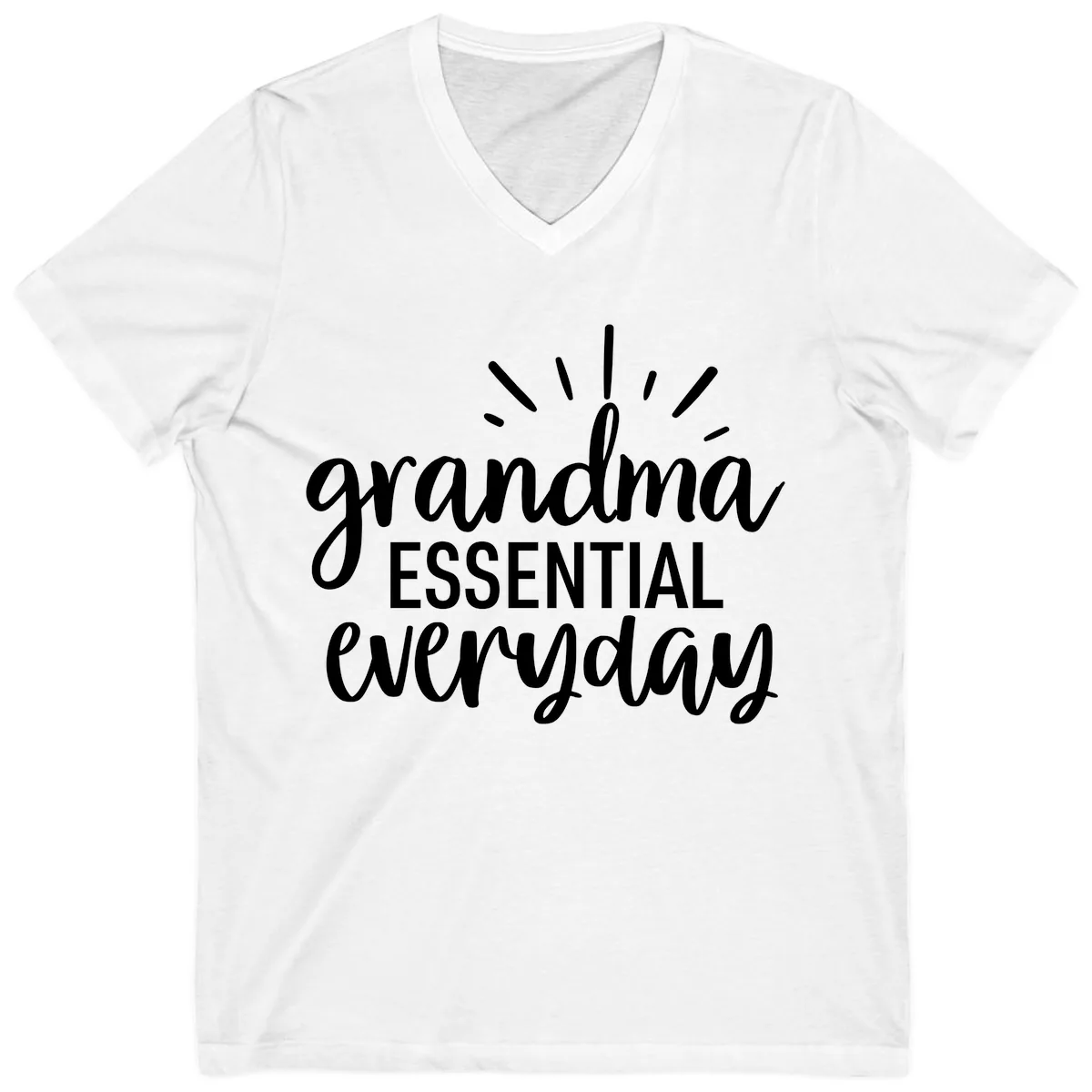 Grandma Essential Everyday Typography V-Neck in White