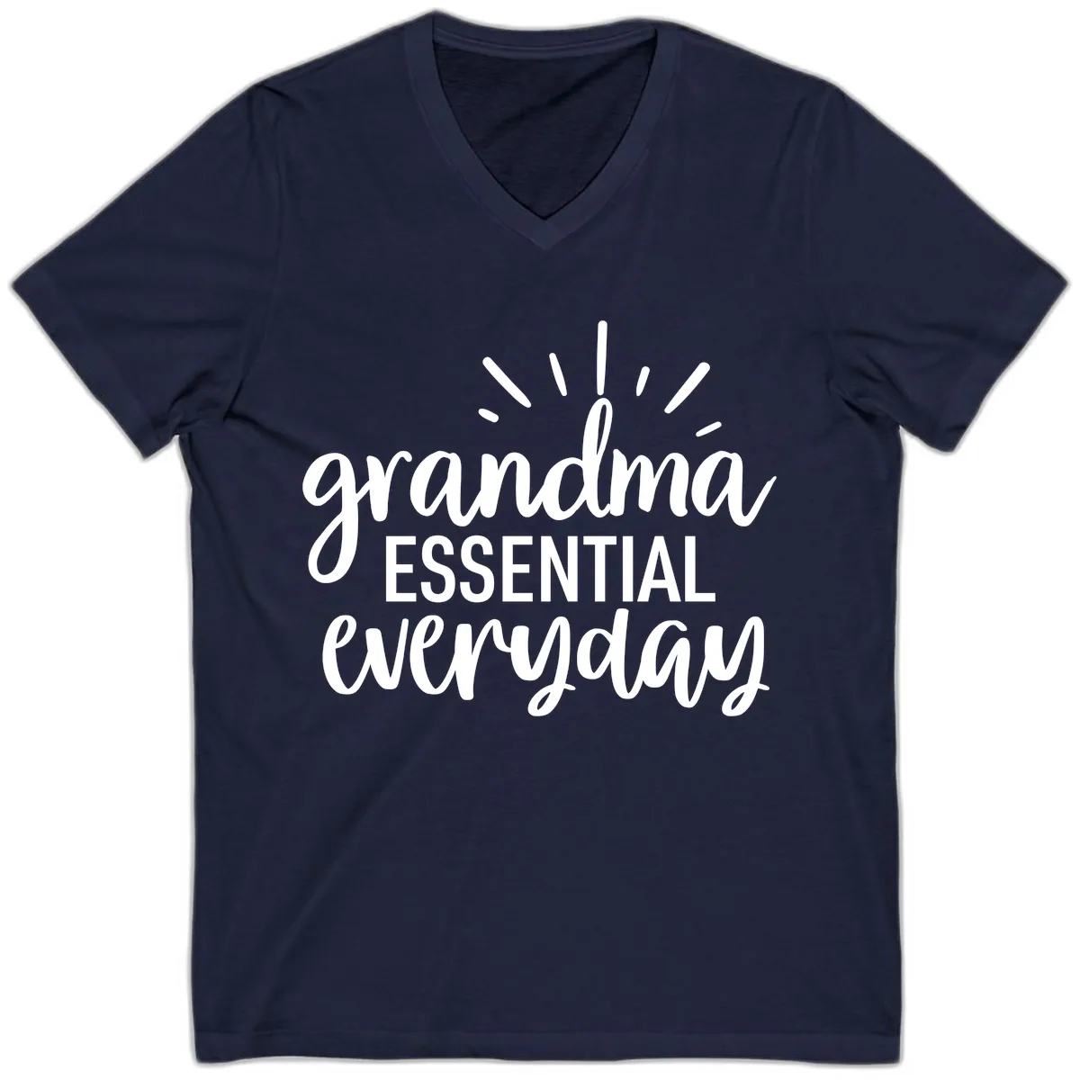 Grandma Essential Everyday Typography V-Neck in Navy