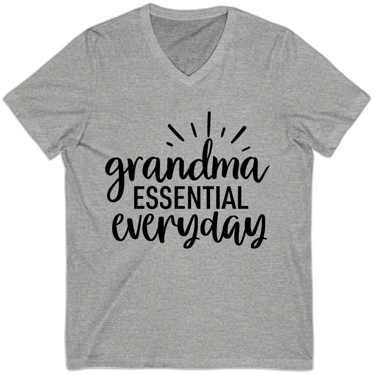 Grandma Essential Everyday Typography V-Neck in Athletic Heather