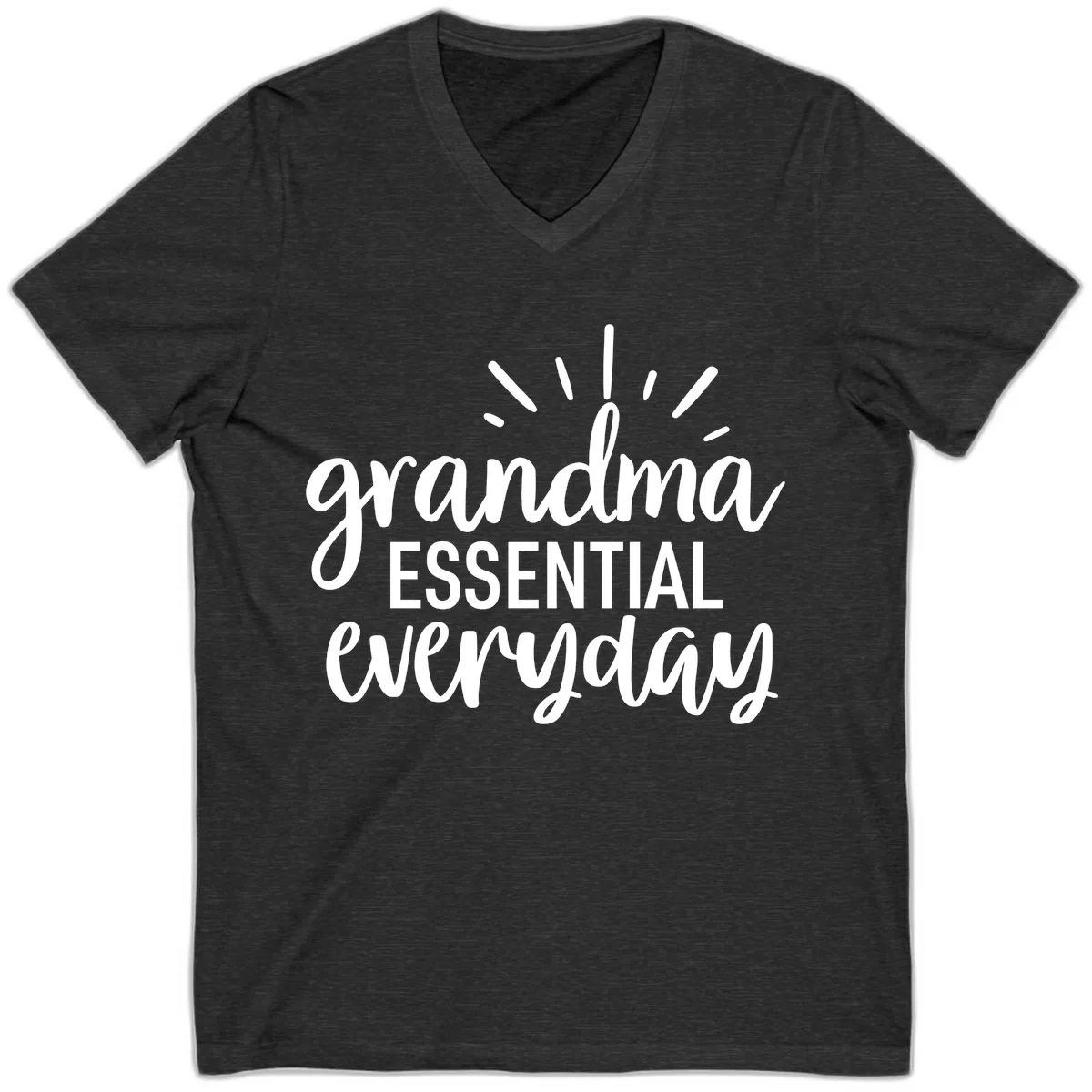 Grandma Essential Everyday Typography V-Neck in Dark Grey Heather