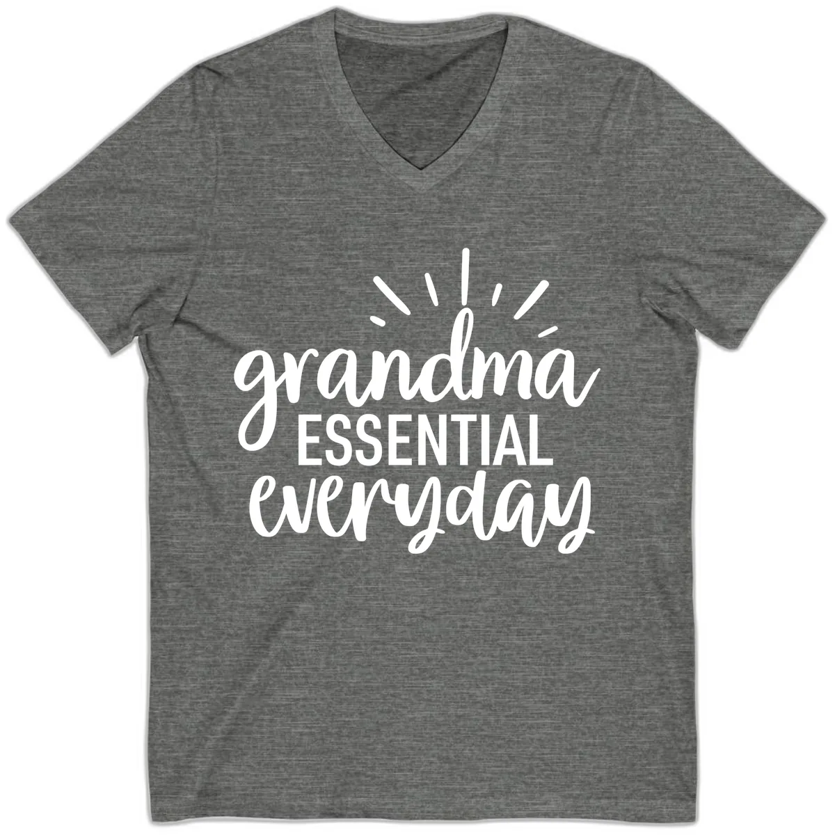 Grandma Essential Everyday Typography V-Neck in Deep Heather