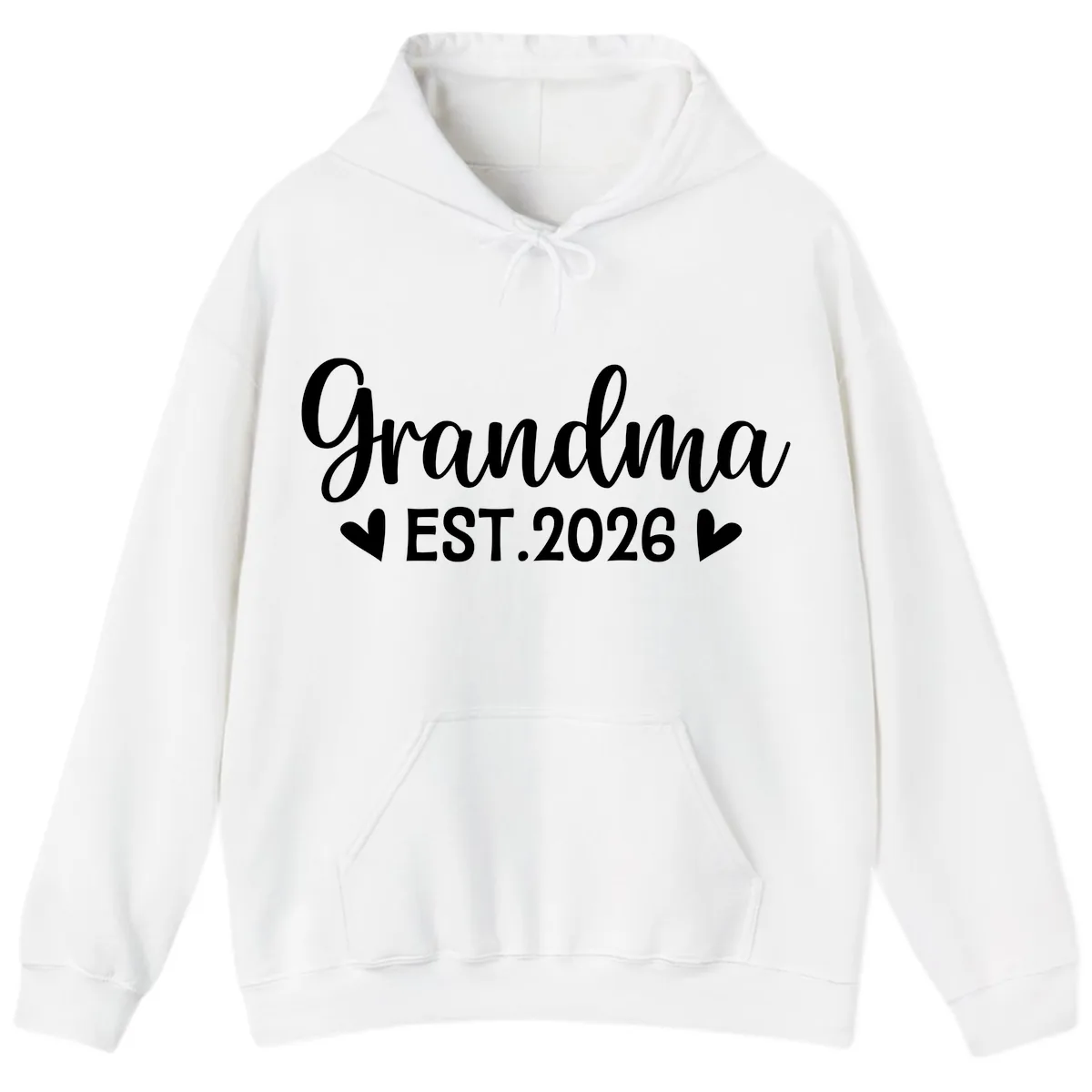 Grandma Est. 2026 Announcement Hoodie in White