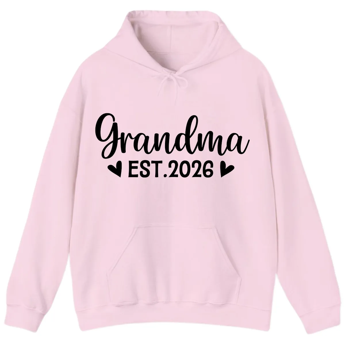 Grandma Est. 2026 Announcement Hoodie in Light Pink