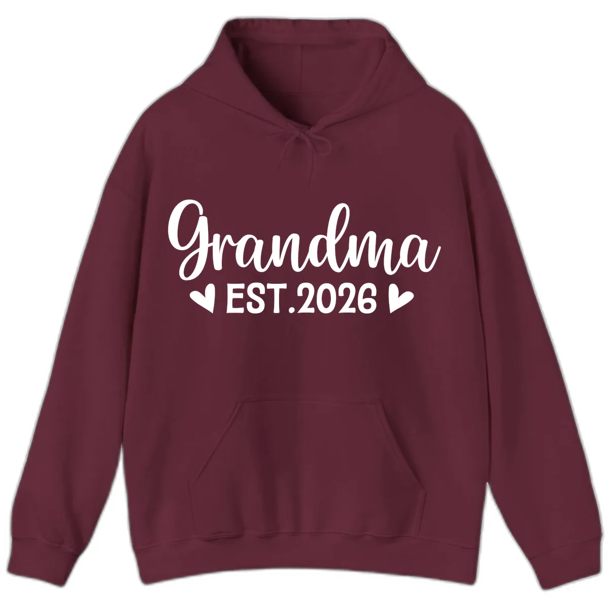 Grandma Est. 2026 Announcement Hoodie in Maroon