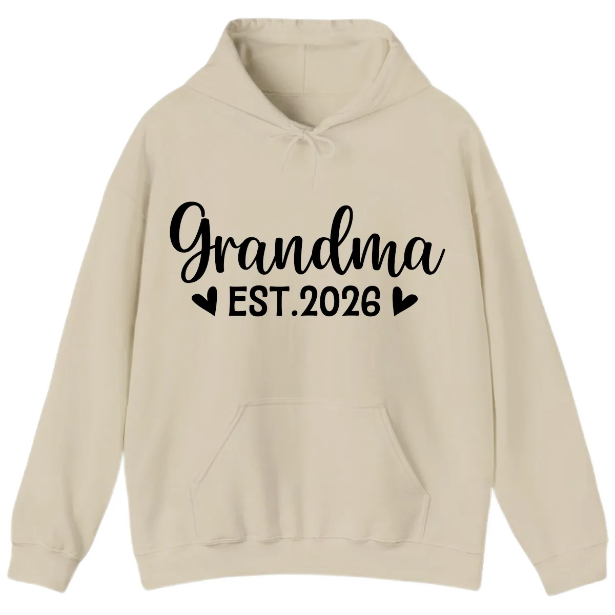 Grandma Est. 2026 Announcement Hoodie in Sand