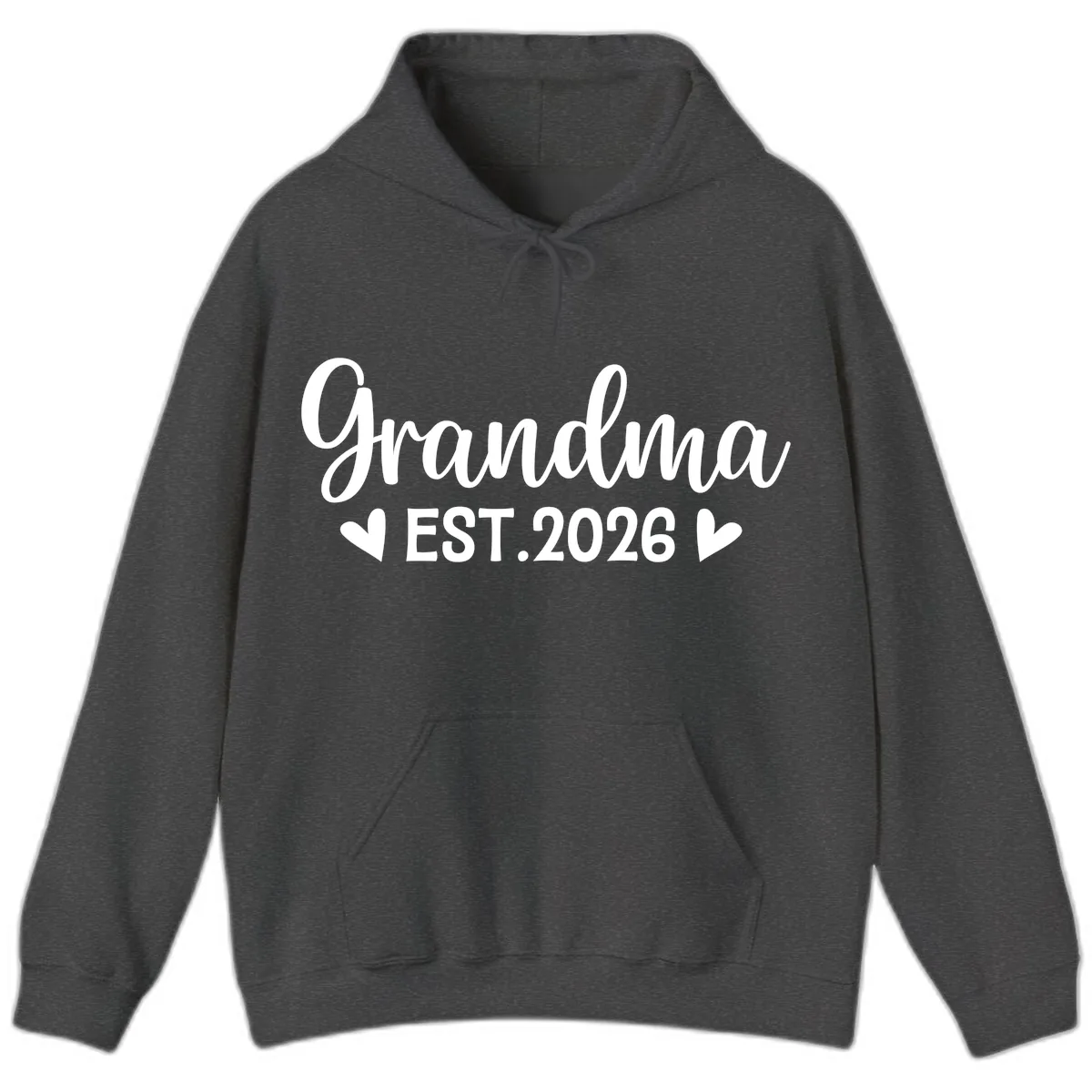Grandma Est. 2026 Announcement Hoodie in Dark Heather